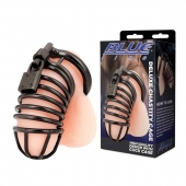 Черная металлическая клетка с замком Deluxe Chastity Cage - BlueLine - купить с доставкой в Тамбове
