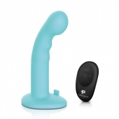 Голубая изогнутая насадка 6in Remote Control Ripple P-Spot G-Spot на черных трусиках - 16 см. - Pegasus - купить с доставкой в Тамбове