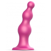 Розовая насадка Strap-On-Me Dildo Plug Beads size S - Strap-on-me - купить с доставкой в Тамбове