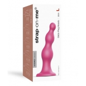 Розовая насадка Strap-On-Me Dildo Plug Beads size L - Strap-on-me - купить с доставкой в Тамбове