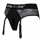 Черные трусики для насадок Diva Lingerie Harness - size S - Strap-on-me - купить с доставкой в Тамбове