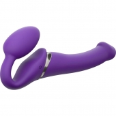 Фиолетовый безремневой вибрострапон Vibrating Bendable Strap-On - size L - Strap-on-me - купить с доставкой в Тамбове