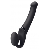 Черный безремневой вибрострапон Silicone Bendable Strap-On - size XL - Strap-on-me - купить с доставкой в Тамбове