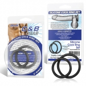 Набор из двух черных силиконовых колец разного диаметра SILICONE COCK RING SET - BlueLine - в Тамбове купить с доставкой