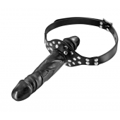 Черный кляп-фаллоимитатор Double Penis Gag - Fetish Tentation - купить с доставкой в Тамбове