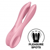 Розовый вибратор Threesome 1 с  пальчиками - Satisfyer в Тамбове Розовый вибратор Threesome 1 с  пальчиками - Satisfyer