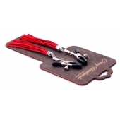 Металлические зажимы на соски с красными замшевыми кисточками - Crazy Handmade - купить с доставкой в Тамбове