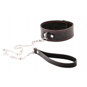 Черный широкий ошейник с красной строчкой и поводком - Crazy Handmade - купить с доставкой в Тамбове Черный широкий ошейник с красной строчкой и поводком - Crazy Handmade - купить с доставкой в Тамбове