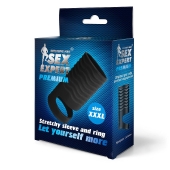 Черная открытая насадка на пенис с кольцом для мошонки XXXL-size - 9,9 см. - Sex Expert - в Тамбове купить с доставкой