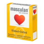 Презервативы с колечками и пупырышками Masculan Ribbed+Dotted - 3 шт. - Masculan - купить с доставкой в Тамбове