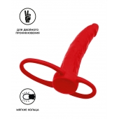 Красная насадка на пенис для двойного проникновения Black Red - 16,5 см. - ToyFa - купить с доставкой в Тамбове