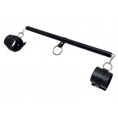 Черная распорка для ног с кожаными манжетами - Pecado - купить с доставкой в Тамбове