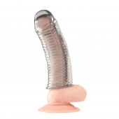 Текстурированная насадка на пенис Clear Textured Penis Enhancing Sleeve Extension - 16,5 см. - BlueLine - в Тамбове купить с доставкой
