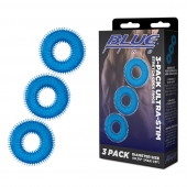 Комплект из трех голубых колец для эрекции 3-Pack Ultra-Stim Stretch Cock Rings - BlueLine - в Тамбове купить с доставкой