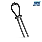 Черное эрекционное кольцо со стимулирующими бусинами - Sex Expert - в Тамбове купить с доставкой