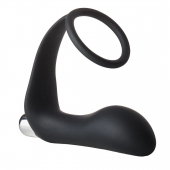 Черное эрекционное кольцо с вибропробкой Vibrating Anal Plug With Cockring - Dream Toys - в Тамбове купить с доставкой