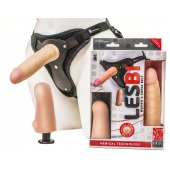 Телесный страпон Harness LESBI с вагинальной пробкой - 16,5 см. - LOVETOY (А-Полимер) - купить с доставкой в Тамбове