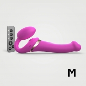 Ярко-розовый безремневой страпон Multi Orgasm Size M с клиторальной стимуляцией - Strap-on-me - купить с доставкой в Тамбове