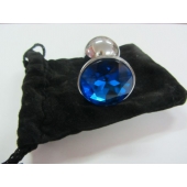Анальное украшение BUTT PLUG  Small с синим кристаллом - 7 см. - Anal Jewelry Plug - купить с доставкой в Тамбове
