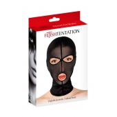 Черная сетчатая маска на голову с отверстиями для глаз и рта - Fetish Tentation - купить с доставкой в Тамбове