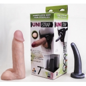 Страпон-унисекс с двумя насадками UNI strap 7  Harness - 19 и 16 см. - LOVETOY (А-Полимер) - купить с доставкой в Тамбове
