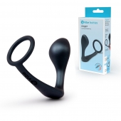 Черное эрекционное кольцо со стимулятором простаты Ringer Cock Ring   Plug - b-Vibe - в Тамбове купить с доставкой