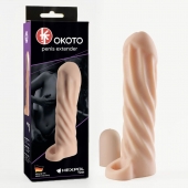 Телесная насадка-удлинитель Okoto со спиралевидным рельефом - 16 см. - Sitabella - в Тамбове купить с доставкой