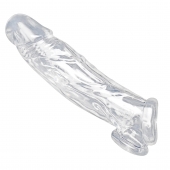 Прозрачная насадка для увеличения члена Realistic Clear Penis Enhancer and Ball Stretcher - 20,3 см. - XR Brands - в Тамбове купить с доставкой