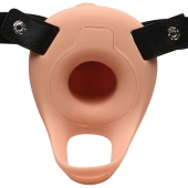 Телесный полый страпон 2  Erection 28X Smooth Vibrating Silicone Penis Sheath - 16 см. - XR Brands - купить с доставкой в Тамбове