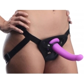 Лиловый поясной страпон Navigator Silicone G-Spot Dildo with Harness - 17,8 см. - XR Brands - купить с доставкой в Тамбове