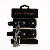 Черные скругленные наручники с мягкой бежевой подкладкой - Crazy Handmade - купить с доставкой в Тамбове