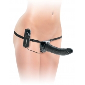 Черный страпон с вагинальной пробкой Deluxe Vibrating Penetrix Strap-On - 19 см. - Pipedream - купить с доставкой в Тамбове