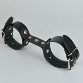 Черные кожаные наручники-фиксатор - Sitabella - купить с доставкой в Тамбове