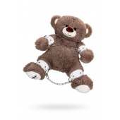 Бондажный набор: бурый мишка с белыми оковами и наручниками - Pecado - купить с доставкой в Тамбове