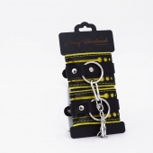 Черно-желтые кожаные наручники с жёлтой строчкой - Crazy Handmade - купить с доставкой в Тамбове Черно-желтые кожаные наручники с жёлтой строчкой - Crazy Handmade - купить с доставкой в Тамбове