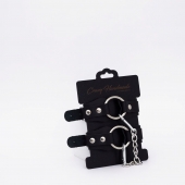 Черные кожаные оковы с кольцом - Crazy Handmade - купить с доставкой в Тамбове