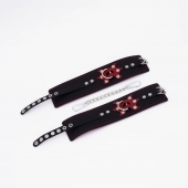 Черные кожаные оковы с красным декором и строчкой - Crazy Handmade - купить с доставкой в Тамбове Черные кожаные оковы с красным декором и строчкой - Crazy Handmade - купить с доставкой в Тамбове