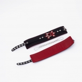 Черные кожаные оковы с красным декором и строчкой - Crazy Handmade - купить с доставкой в Тамбове Черные кожаные оковы с красным декором и строчкой - Crazy Handmade - купить с доставкой в Тамбове