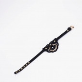 Черный фигурный кожаный ошейник с золотистой фурнитурой - Crazy Handmade - купить с доставкой в Тамбове Черный фигурный кожаный ошейник с золотистой фурнитурой - Crazy Handmade - купить с доставкой в Тамбове