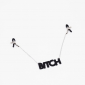 Зажимы на соски с кожаной подвеской Bitch - Crazy Handmade - купить с доставкой в Тамбове