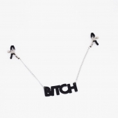 Зажимы на соски с кожаной подвеской Bitch - Crazy Handmade - купить с доставкой в Тамбове
