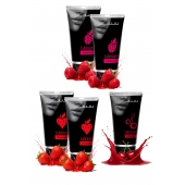 Набор из 5 съедобных лубрикантов JUJU (клубника х 2, малина х 2, вишня) - JuJu - купить с доставкой в Тамбове