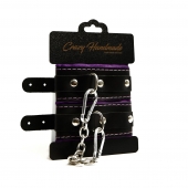 Черно-фиолетовые скругленные наручники с мягкой подкладкой - Crazy Handmade - купить с доставкой в Тамбове Черно-фиолетовые скругленные наручники с мягкой подкладкой - Crazy Handmade - купить с доставкой в Тамбове