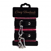 Черно-розовые скругленные наручники с мягкой подкладкой - Crazy Handmade - купить с доставкой в Тамбове Черно-розовые скругленные наручники с мягкой подкладкой - Crazy Handmade - купить с доставкой в Тамбове