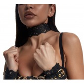 Черный ажурный чокер с золотистой фурнитурой - Crazy Handmade - купить с доставкой в Тамбове