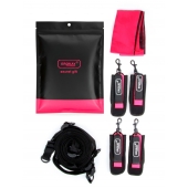 Черно-розовый эротический набор: фиксатор, оковы, наручники, повязка - Erokay - купить с доставкой в Тамбове