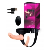 Женский страпон с 2 насадками, вибрацией и пультом ДУ - Erowoman-Eroman - купить с доставкой в Тамбове