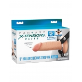 Телесный пустотелый фаллопротез 5’’ Hollow Silicone Strap-On - 14 см. - Pipedream - купить с доставкой в Тамбове