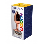 Золотистая анальная втулка Wooomy Tralalo L с прозрачным кристаллом - 9 см. - Adrien Lastic