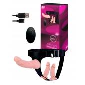 Женский страпон с 3 насадками и вибрацией - Erowoman-Eroman - купить с доставкой в Тамбове